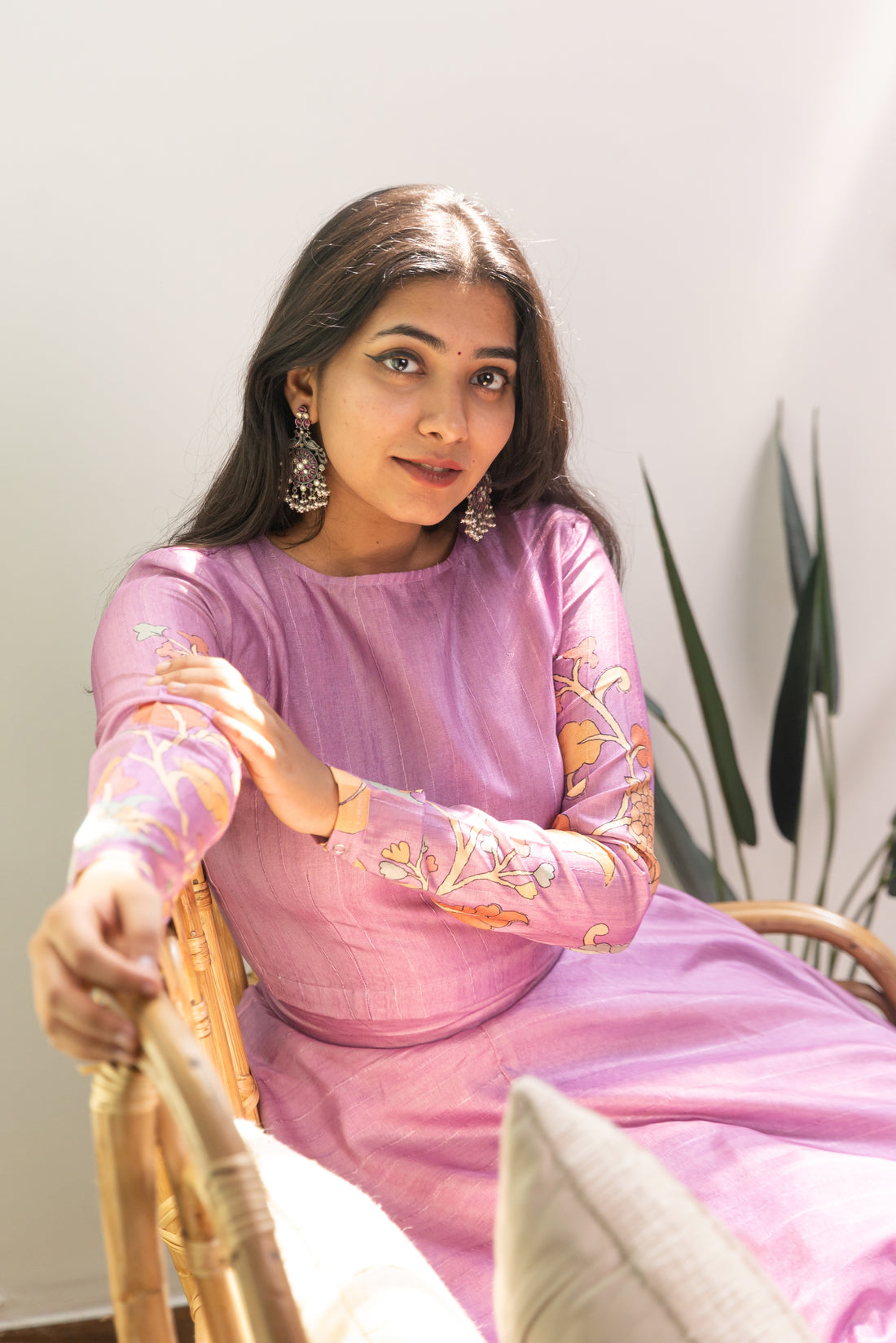 IM-Vanya Lilac Kalamkari Tussar Silk Lehenga
