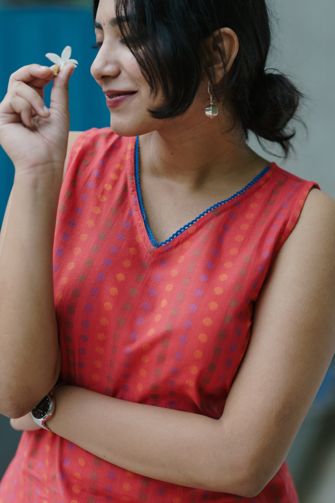 IM-Nidhi Red Handloom Kurta Set