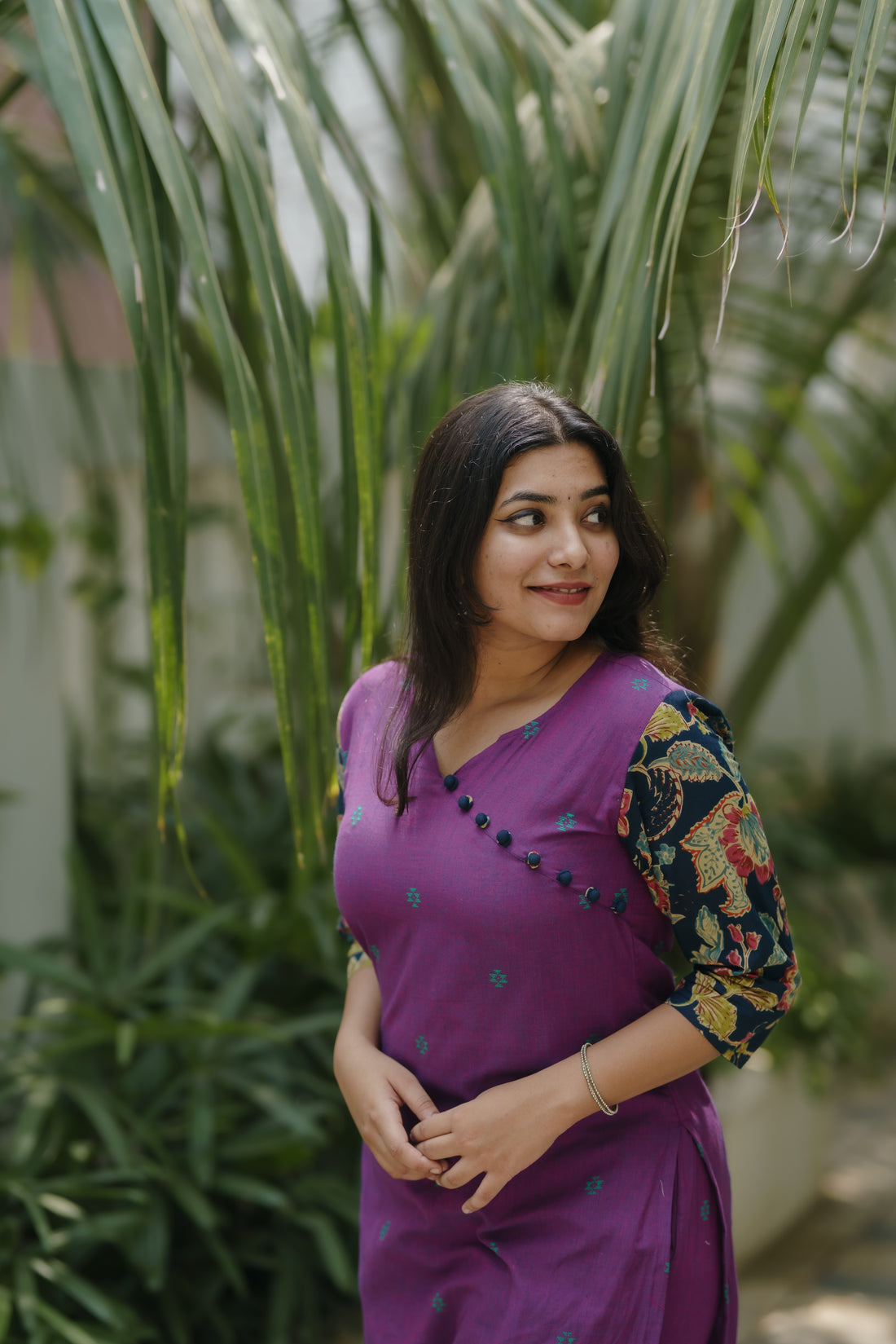 IM-Veena Purple Handloom Floral Kurta Set (S, M, L Available)