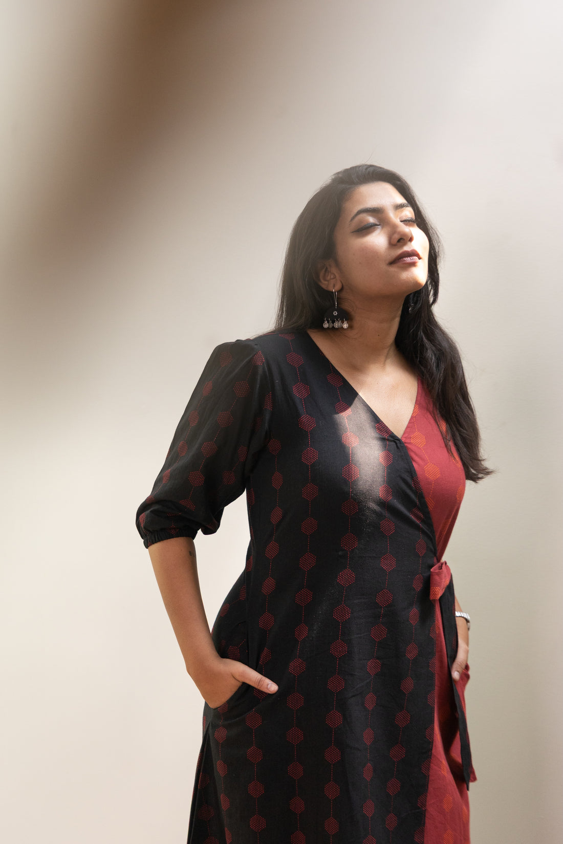 Rithu Black Handloom Wrap Dress