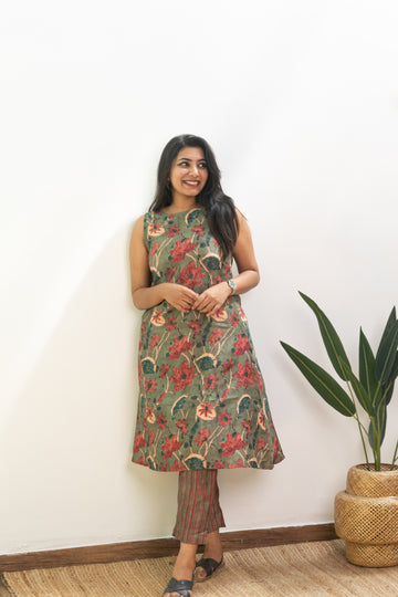 Anusha Green Floral Kurta Set