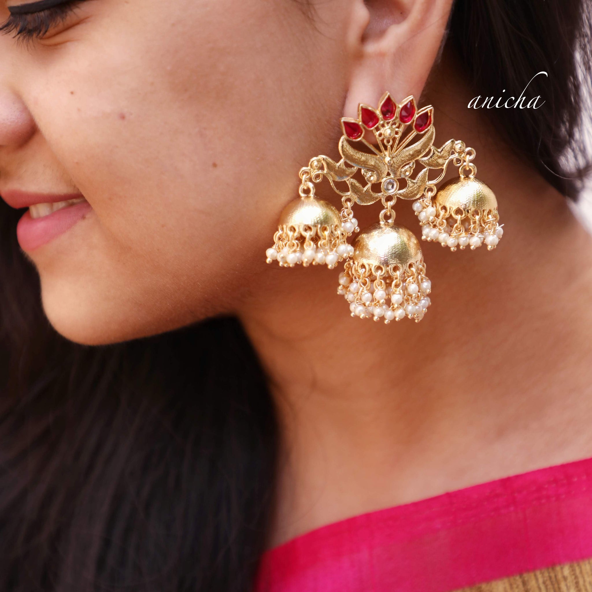 Petal jhumka earrings