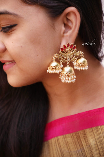 Petal jhumka earrings