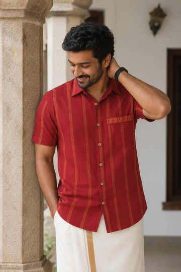 Agam Men’s Shirt - Dark Red