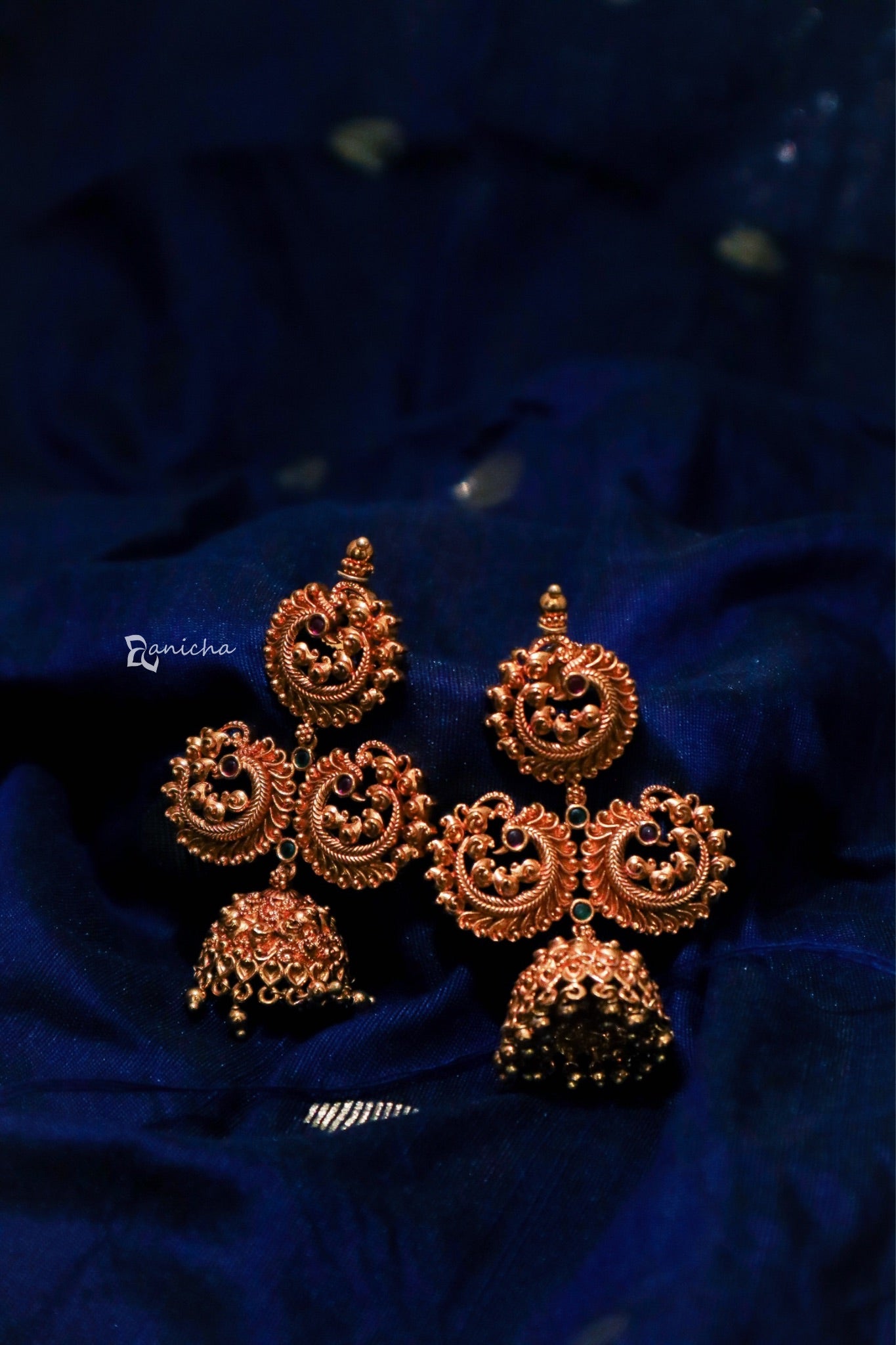 Traditional peacock jhumka earrings