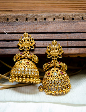 Matte stone temple jhumkas