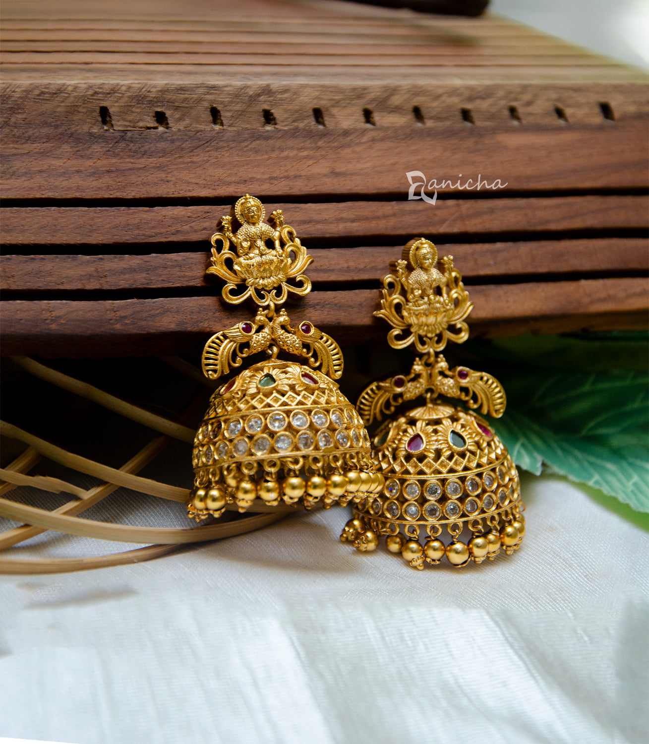 Matte stone temple jhumkas