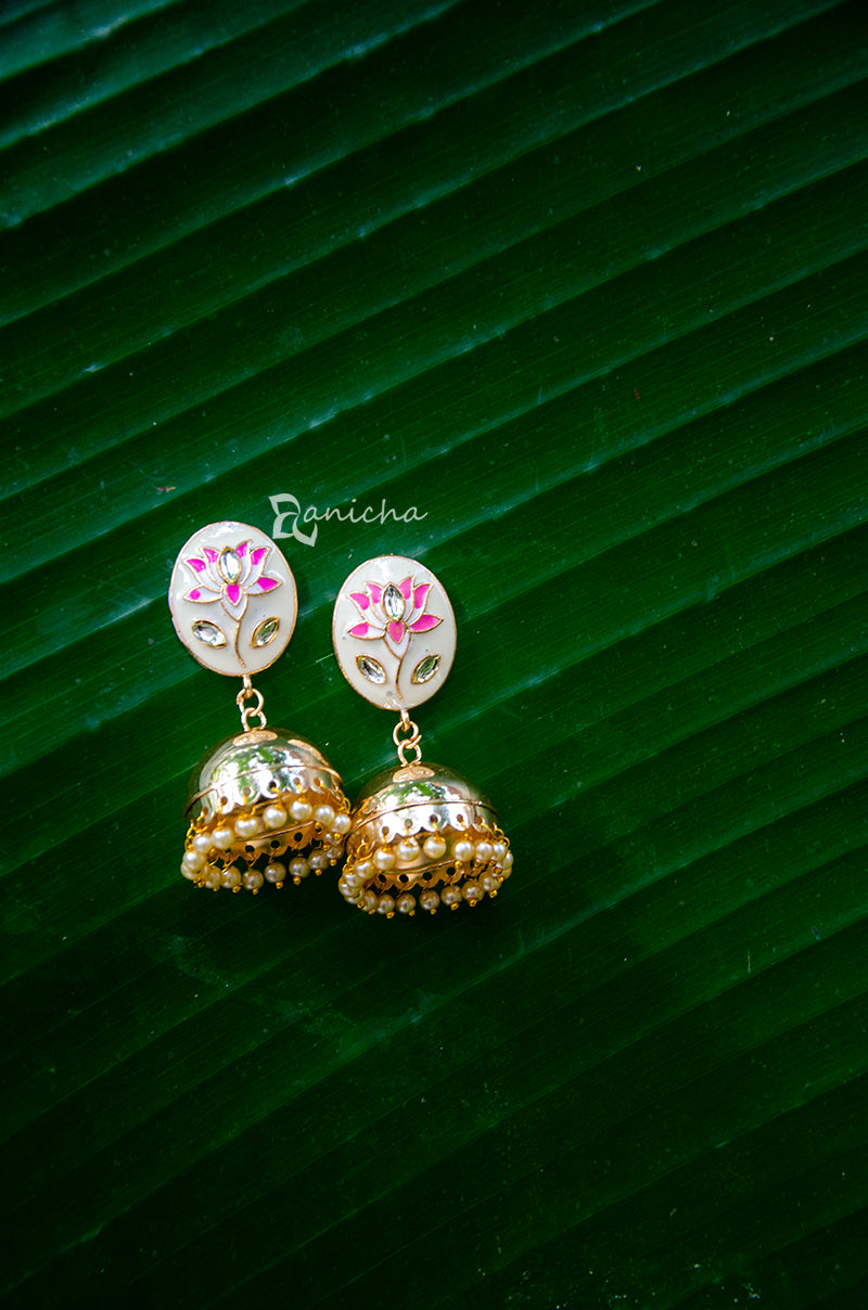 Enamel jhumkas - Oval