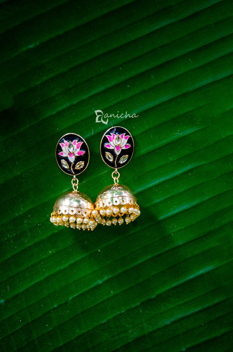 Enamel jhumkas - Oval