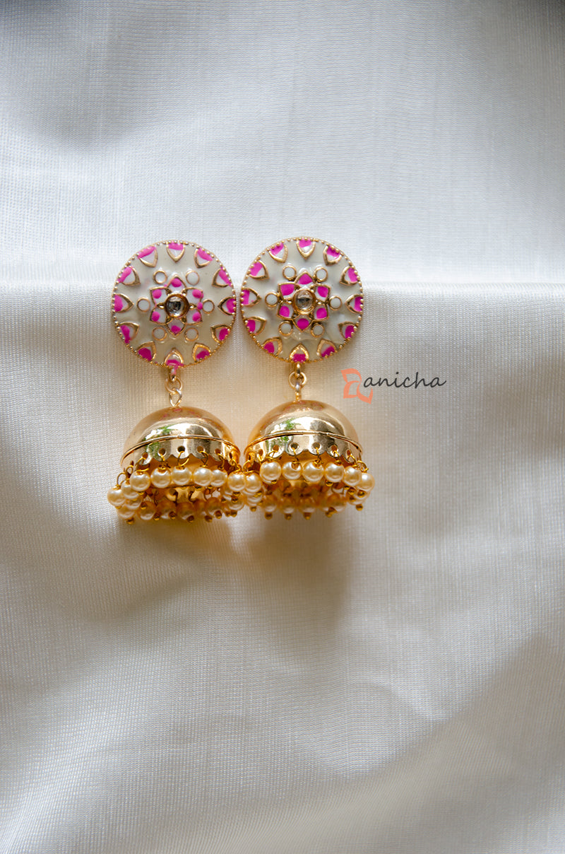 Enamel jhumkas - Round (Colours available)