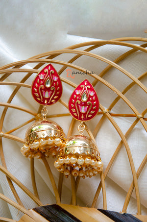 Enamel jhumkas - Teardrop