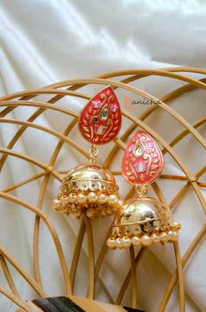 Enamel jhumkas - Teardrop