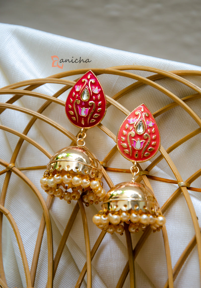 Enamel jhumkas - Teardrop