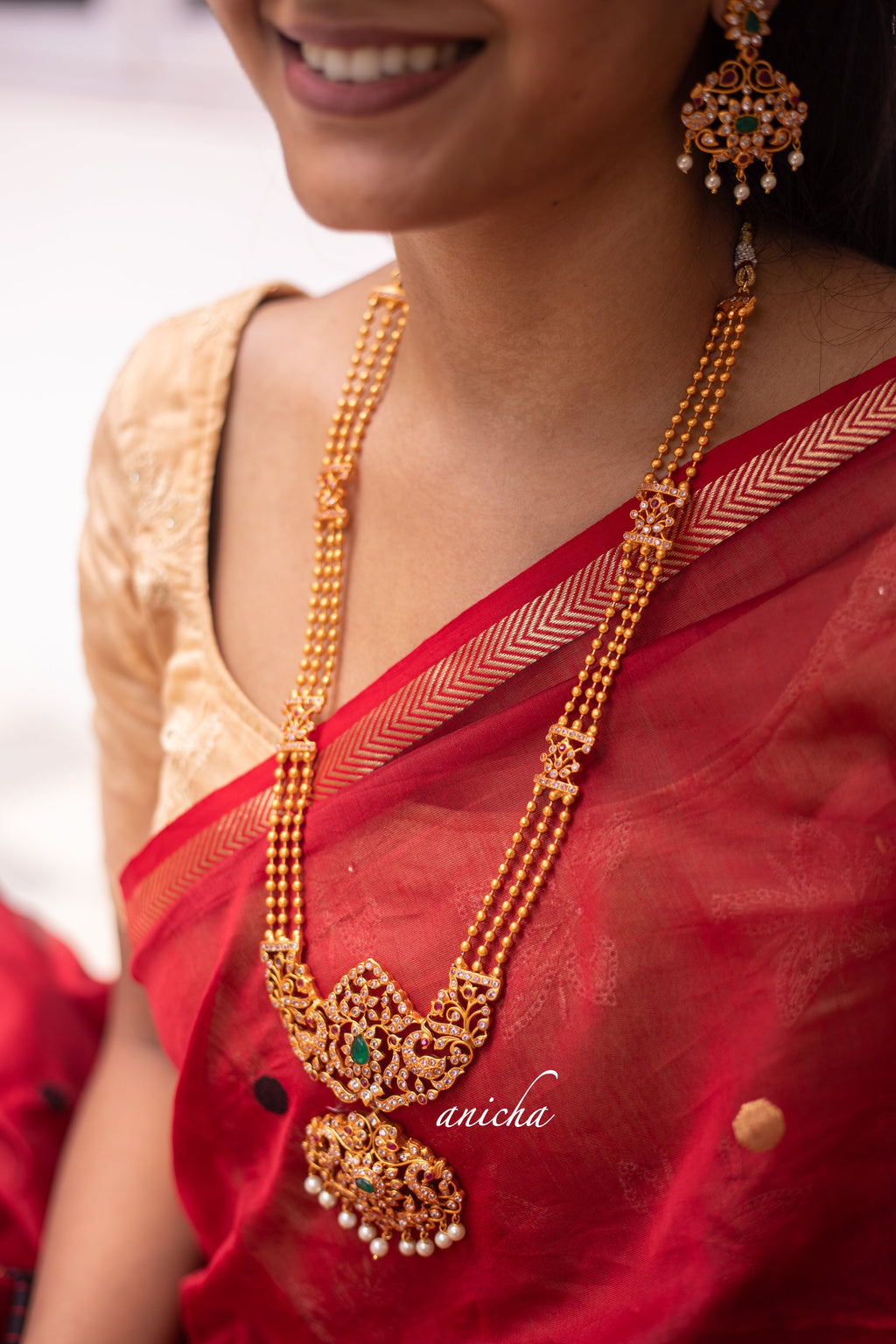 Ruby-green peacock haram set