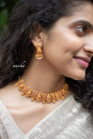 Matte Ganesha necklace set