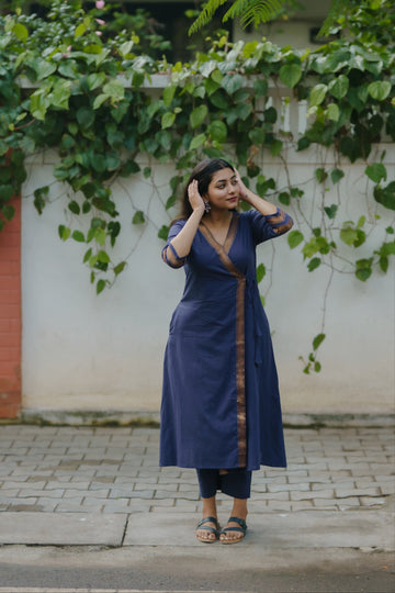 Sahana Navy Mangalagiri Kurta Set