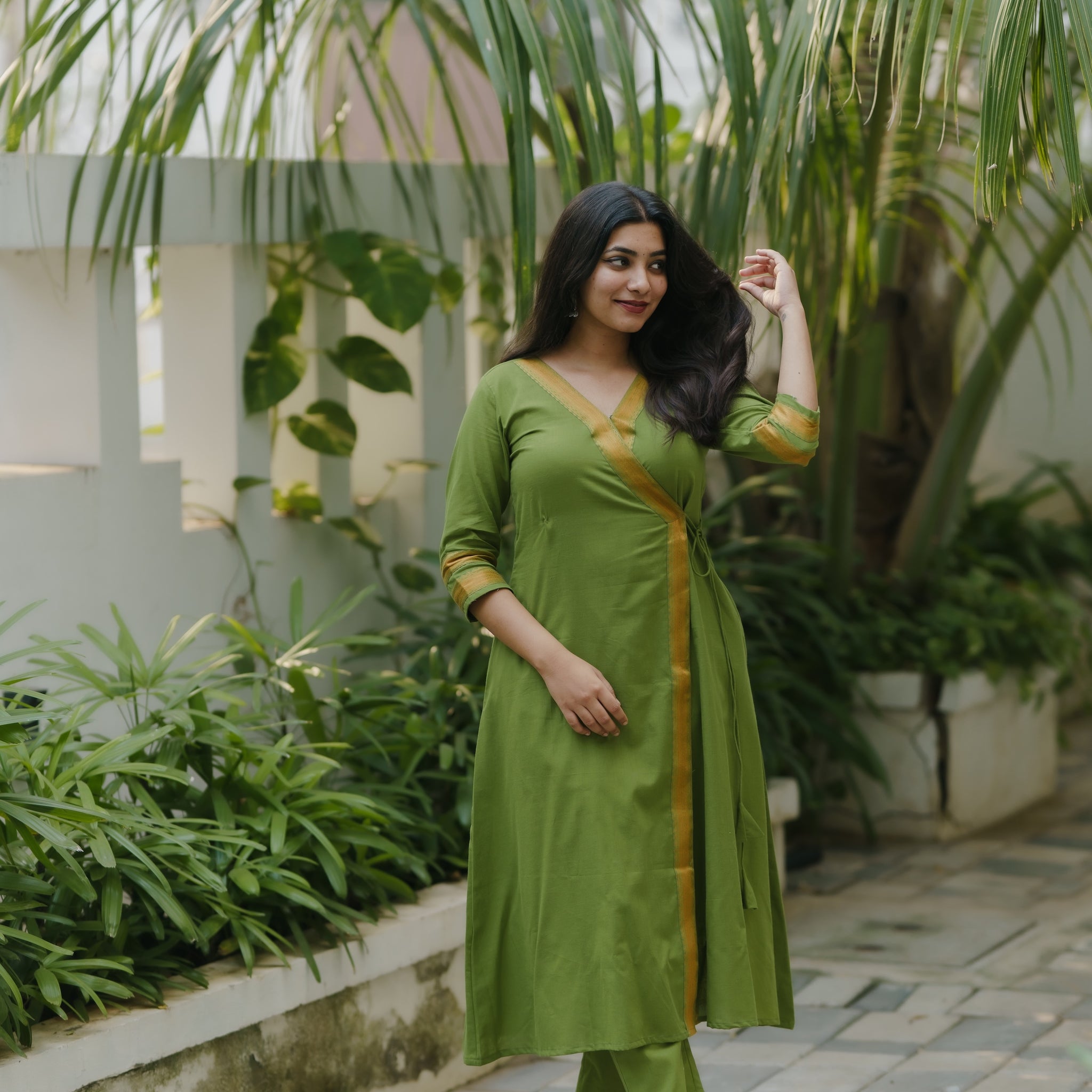 Sahana Green Mangalagiri Kurta Set