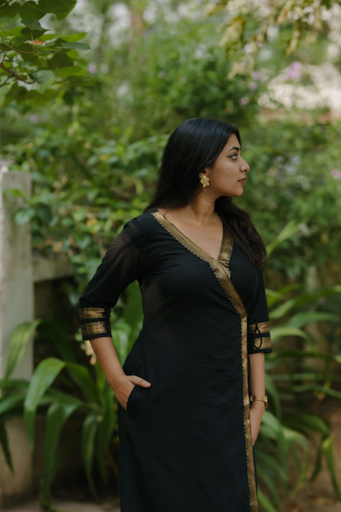 Sahana Black Mangalagiri Kurta Set