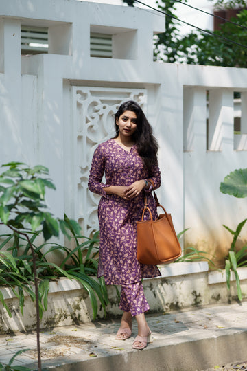 Nikita Purple Floral Kurta Set