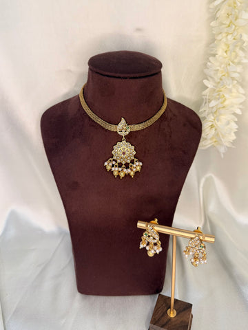 IM-Floral Pendant Choker Set