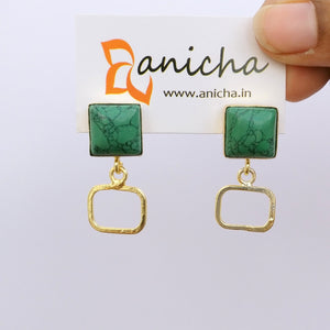 Gold plated square earrings (White available)