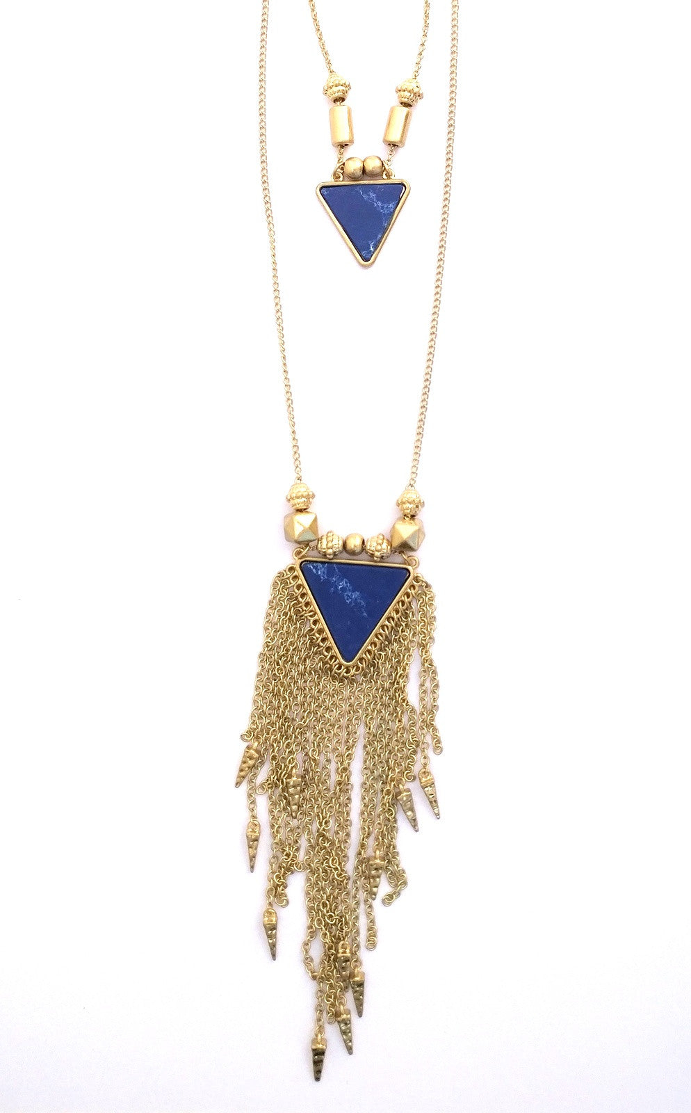 Blue stone triangle 2 layer chain