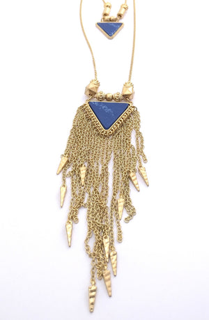 Blue stone triangle 2 layer chain