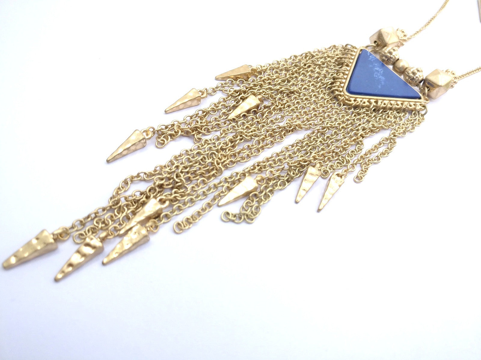 Blue stone triangle 2 layer chain