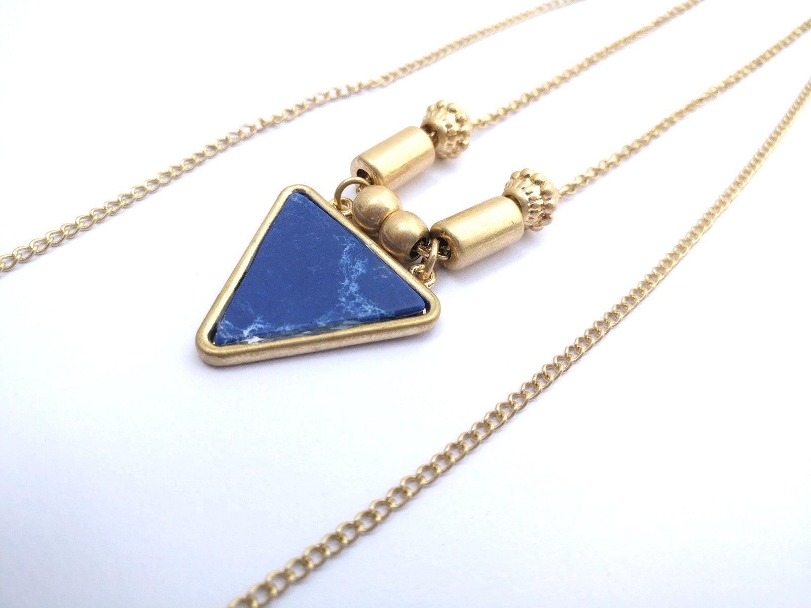 Blue stone triangle 2 layer chain