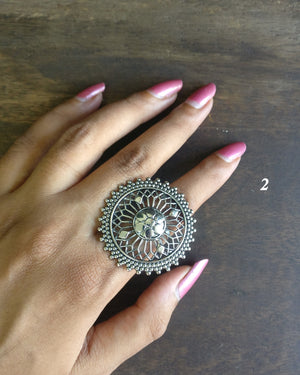 Oxidized silver statement rings