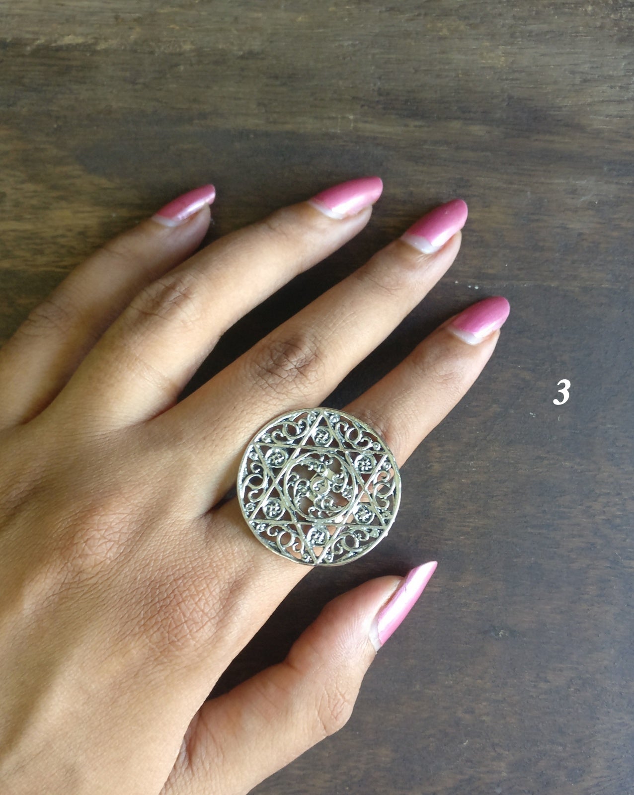 Oxidized silver statement rings