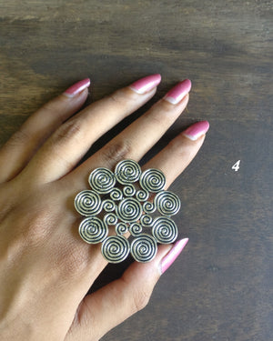 Oxidized silver statement rings