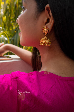 Temple peacock jhumkas