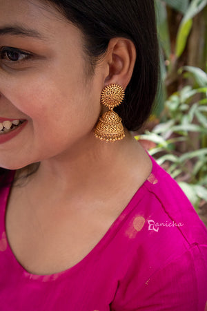 Matte gold cutwork jhumkas