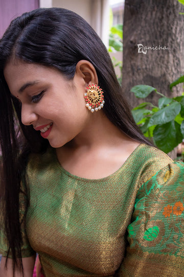 Peacock oval studs