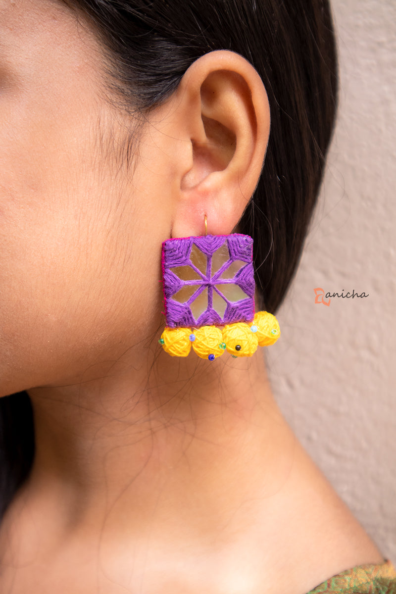 IM-Fabric mirror earrings