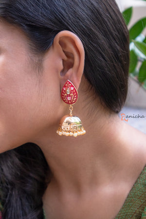 Enamel jhumkas - Teardrop