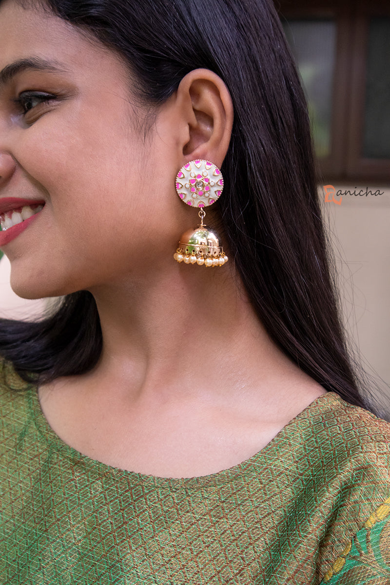 Enamel jhumkas - Round (Colours available)