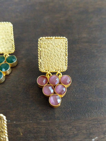 Matte gold grape earrings (Blue, Black available)