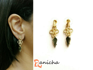 Small gold arrow drop earrings