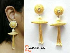 Matte stone tassel earrings