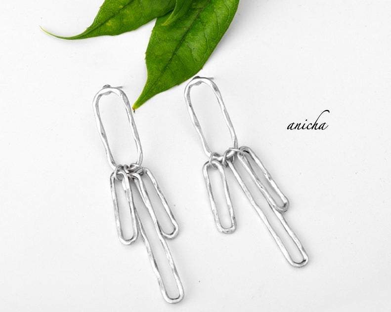 Tibetan silver bar drop earrings