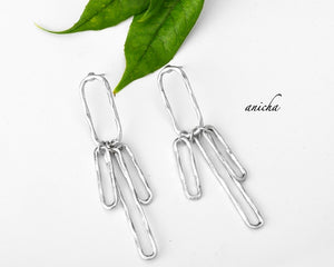 Tibetan silver bar drop earrings