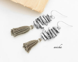 Tibetan silver tassel earrings