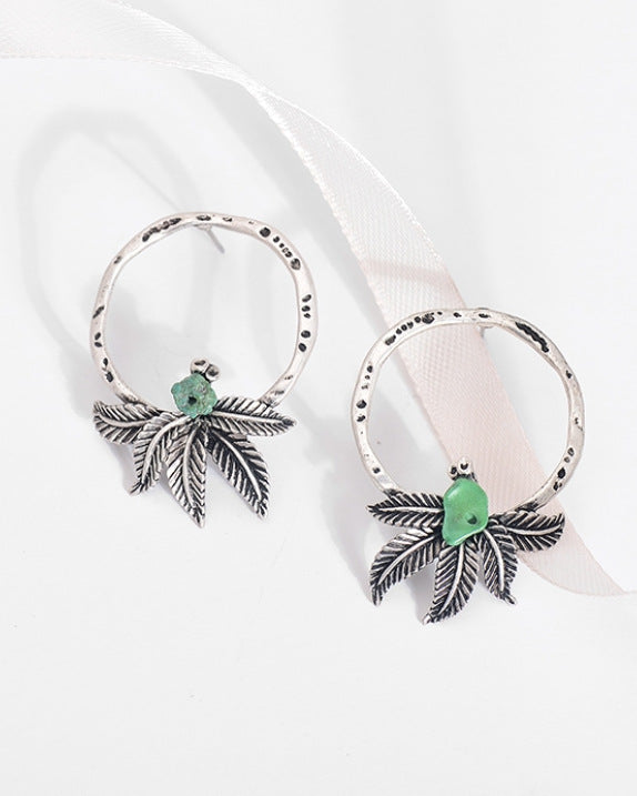 Tibetan silver leaf earrings