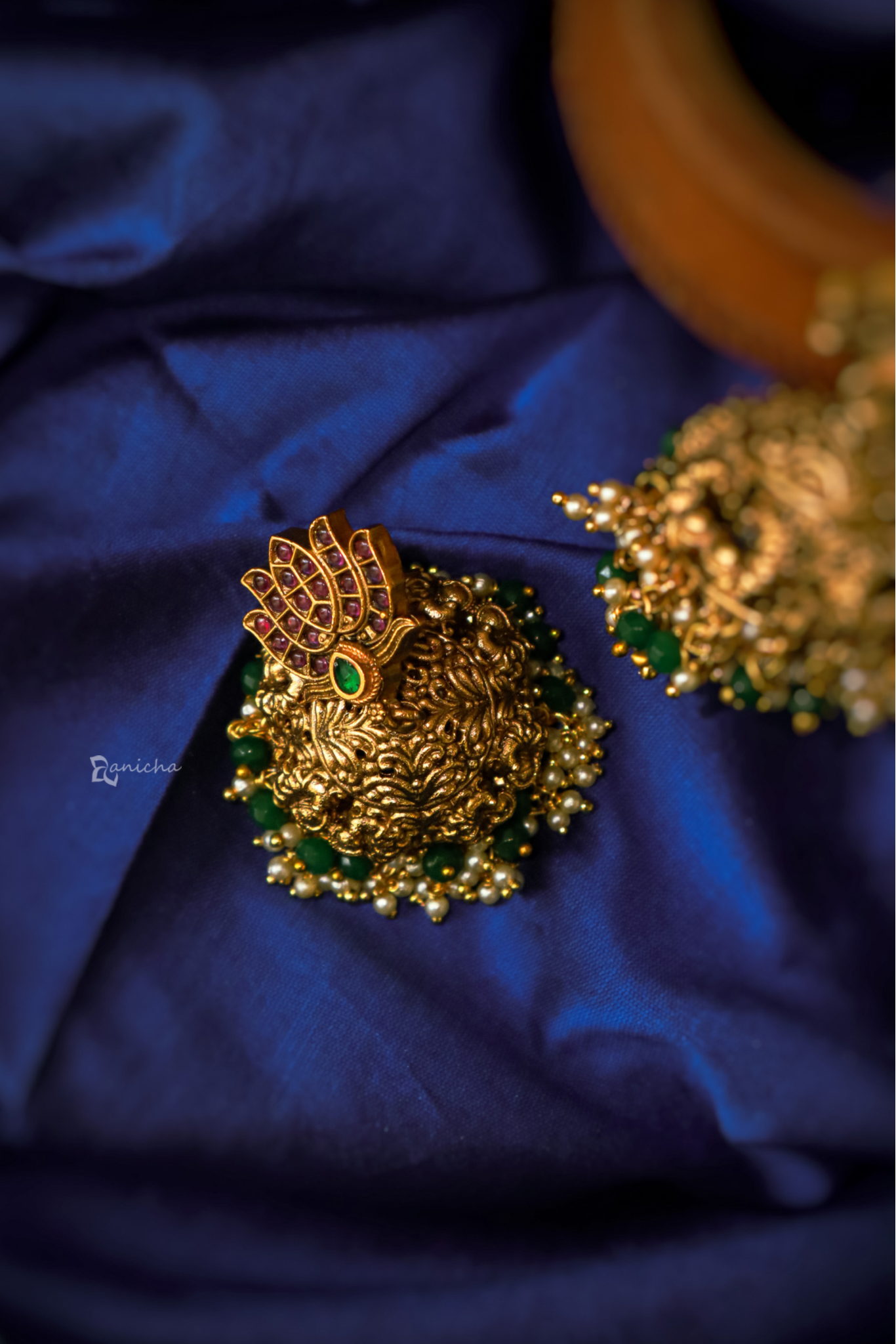 Gold lotus jhumkas