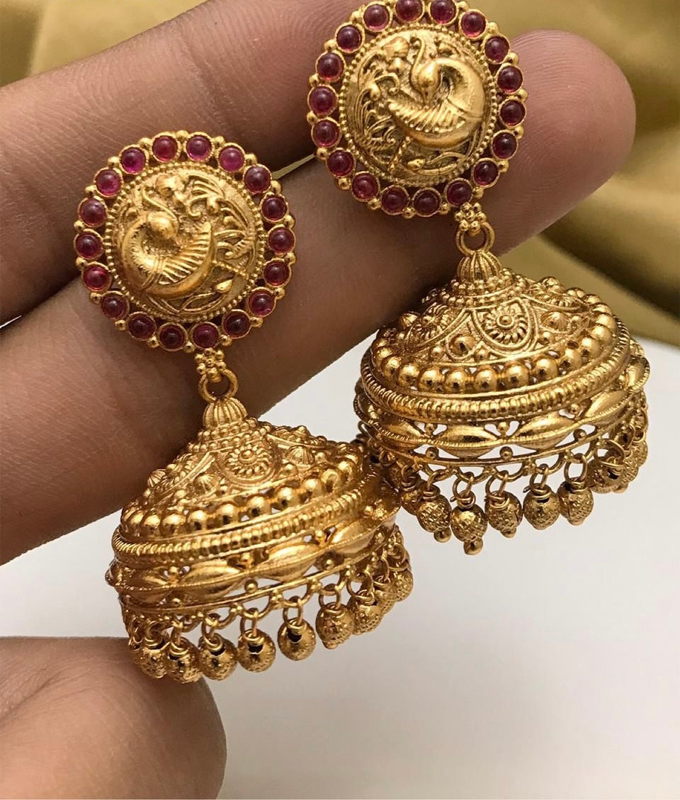 Temple peacock jhumkas